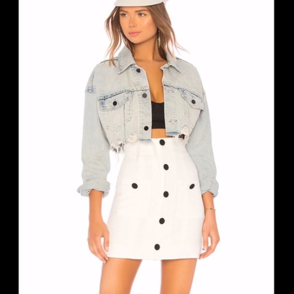 {NBD X Revolve} Gianna Button Mini Skirt in Ivory